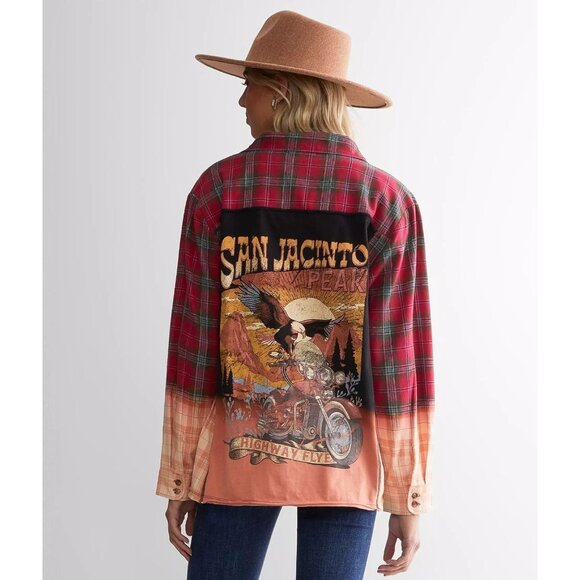 La La Land San Jacinto Flannel Shirt Size Small Plaid Button Front Ombre Western - Picture 9 of 9